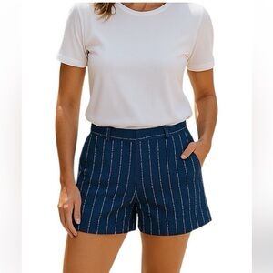 Banana Republic Navy Boucle Shorts 4.75" inseam white stripes mid/hi rise size 6